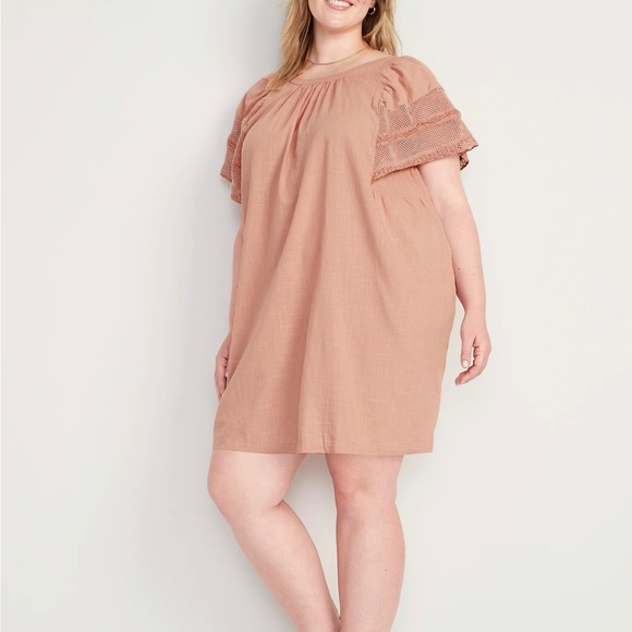 Women’s Old Navy Flutter-Sleeve Tie-Back Mini Swing Dress Size 4X New with Tags - Picture 2 of 4